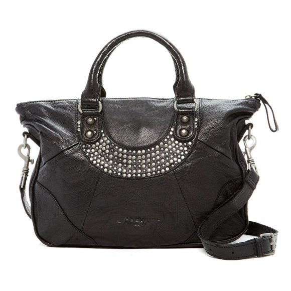 Liebeskind Berlin New ESTHER Stud Leather Satchel Shoulder HandBag Bag BLACK🎉HP - Picture 2 of 12